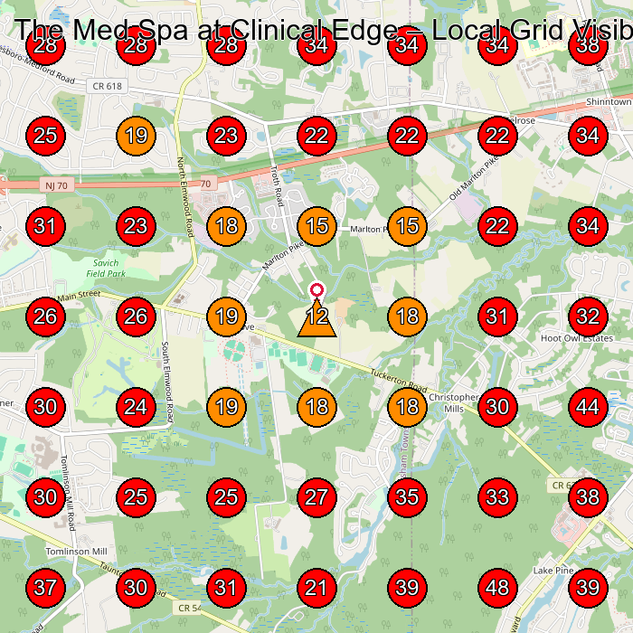 The Med Spa at Clinical Edge GeoGrid visibility map for Lawn Care Service in Evesham